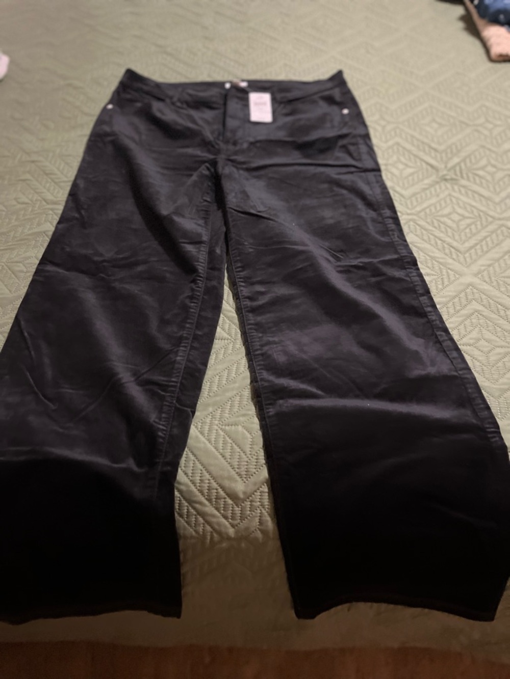 J. Jill Black Wide-Leg  Brushed Corduroy Trousers